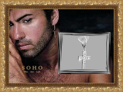 Дизайнерская мужская серьга - кольцо "SOHO Cross"